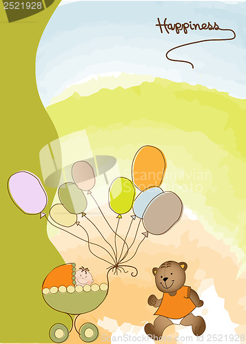 Image of baby shower card with cute teddy bear