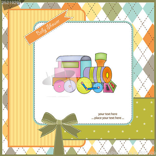 Image of baby  shower card with toy train