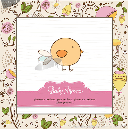 Image of new baby announcement card with chicken