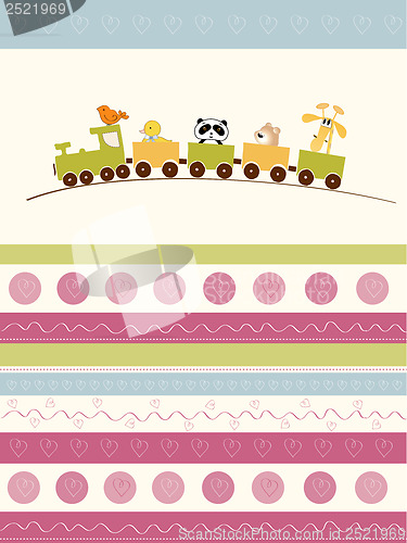 Image of baby  shower card with toy train