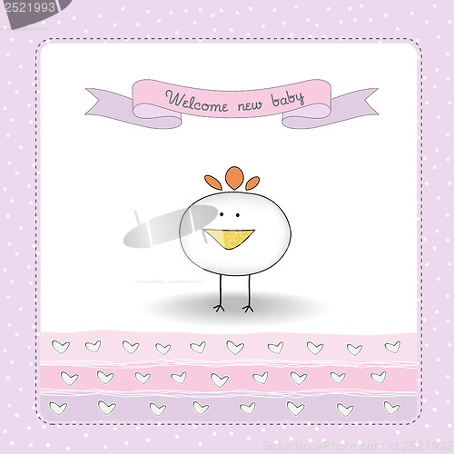 Image of new baby announcement card with chicken