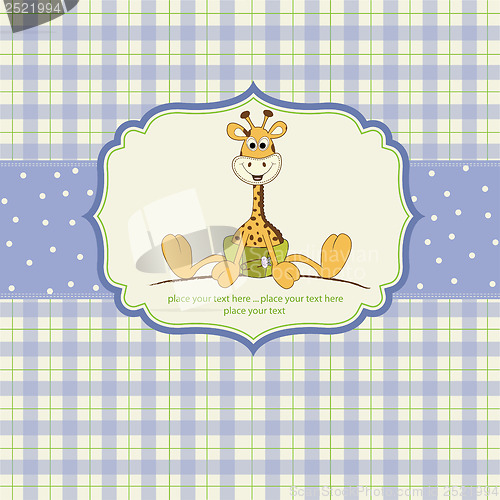 Image of baby shower card with baby giraffe