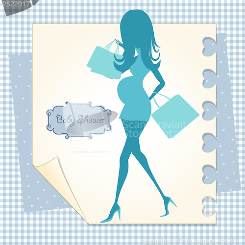 Image of baby announcement card with beautiful pregnant woman