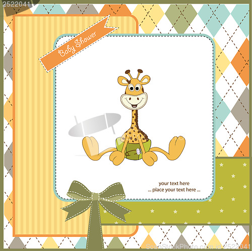 Image of baby shower card with baby giraffe