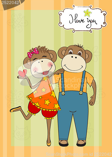 Image of monkeys couple in love