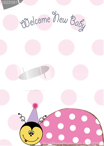 Image of happy birthday card with ladybug