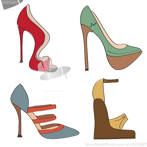 Image of items shoes set on a high heel isolated on white background