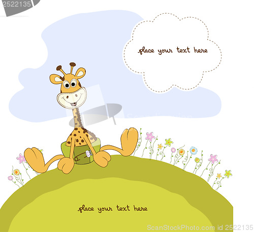 Image of baby shower card with baby giraffe