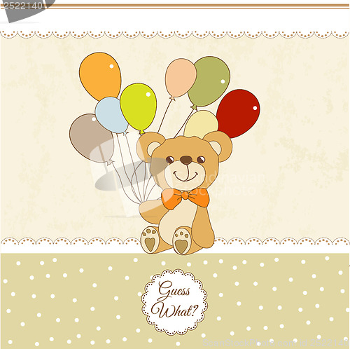 Image of baby shower card with cute teddy bear