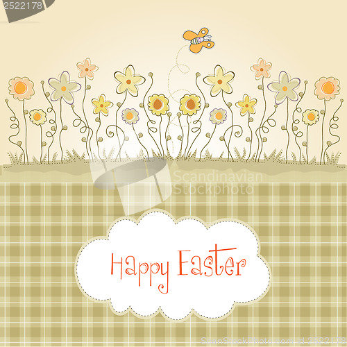 Image of Easter greeting card with spring flowers