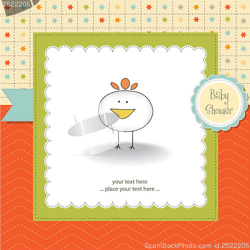 Image of new baby announcement card with chicken