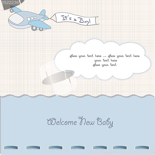 Image of baby boy announcement card with airplane