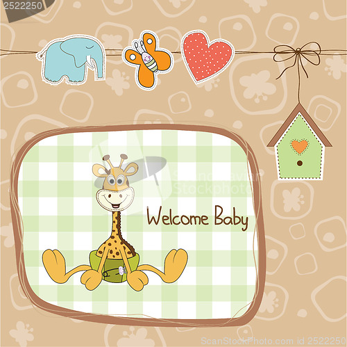 Image of baby shower card with baby giraffe
