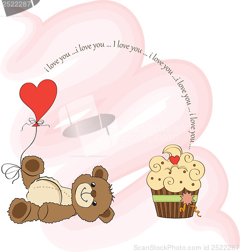 Image of cute love card with teddy bear