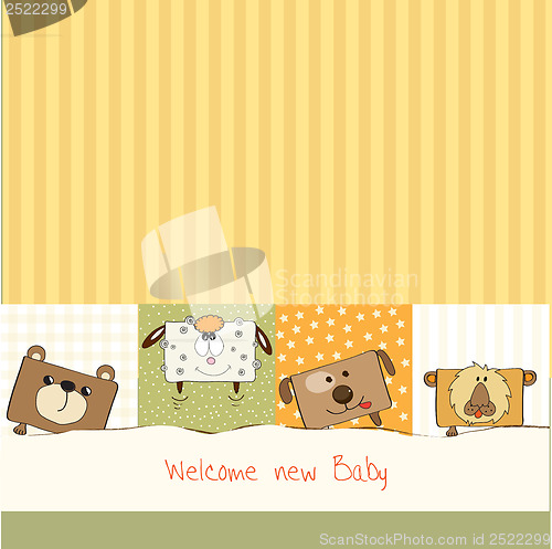 Image of baby shower card with funny cube animals