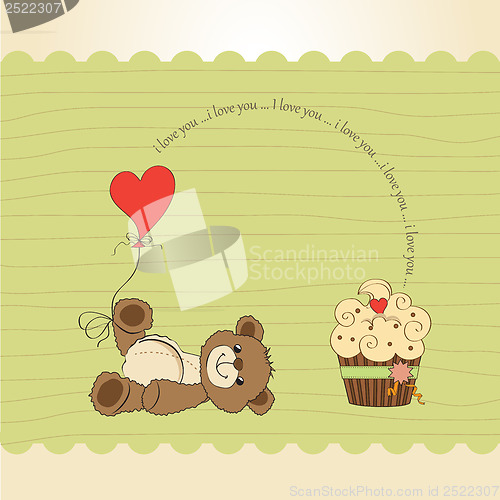 Image of cute love card with teddy bear