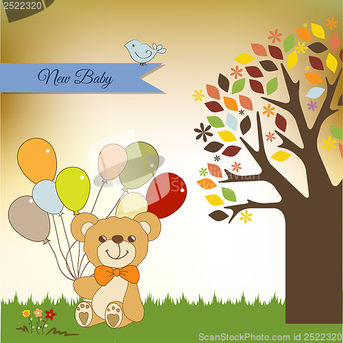 Image of baby shower card with cute teddy bear