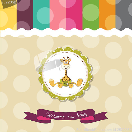Image of baby shower card with baby giraffe