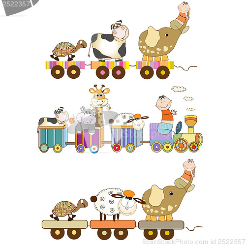 Image of funny toys train set isolated on white background