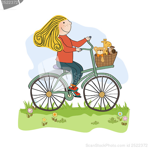 Image of happy girl on bike