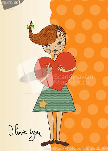 Image of romantic young girl with big heart