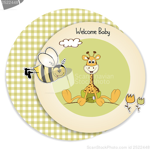 Image of baby shower card with baby giraffe