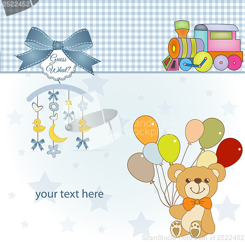 Image of baby shower card with cute teddy bear