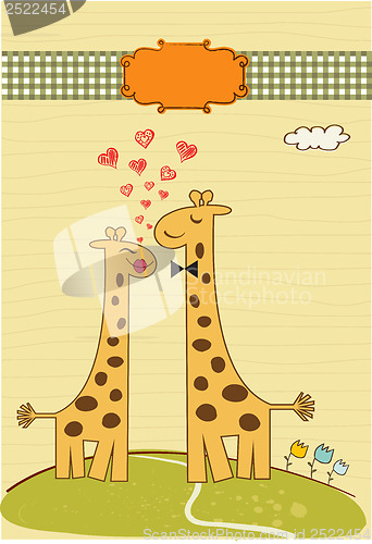 Image of Funny giraffe couple in love