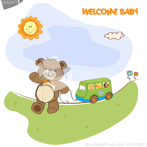 Image of baby shower card with cute teddy bear