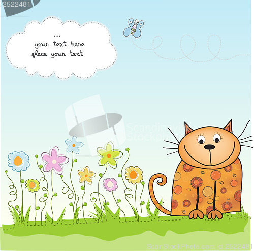Image of new baby shower card with cat