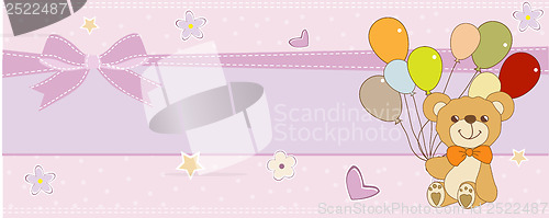 Image of baby shower card with cute teddy bear