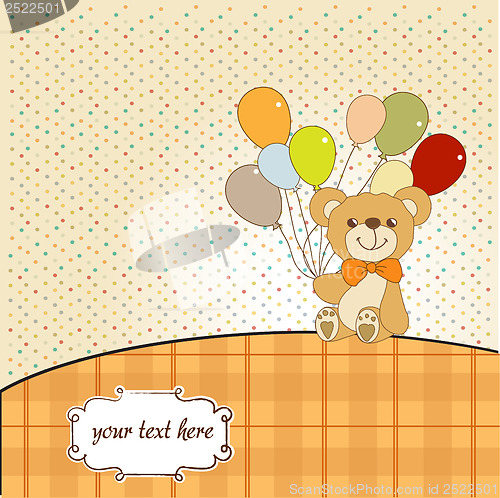 Image of baby shower card with cute teddy bear