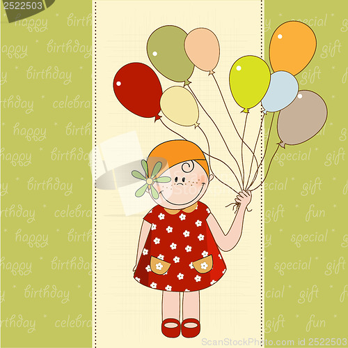 Image of birthday greeting card with girl