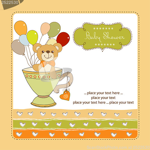 Image of baby shower card with cute teddy bear