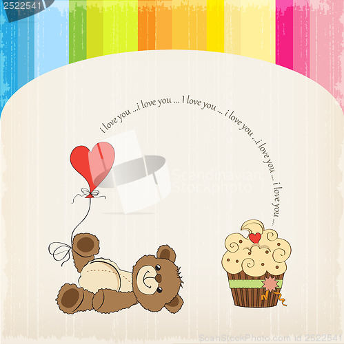 Image of cute love card with teddy bear