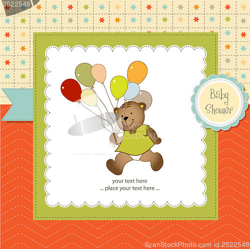 Image of baby shower card with cute teddy bear