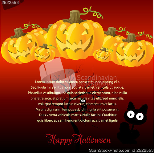 Image of Halloween Illustration with Pumpkins for invite cards