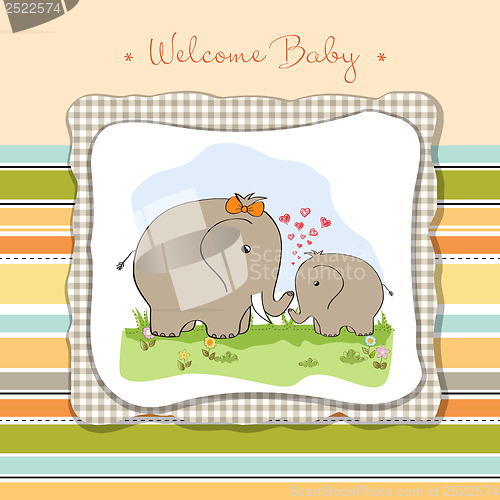 Image of baby shower card with baby elephant and his mother