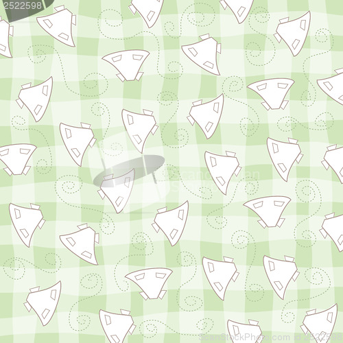 Image of childish seamless pattern with baby dresses