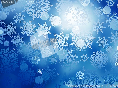 Image of Blue Christmas background with snowflakes. EPS 10