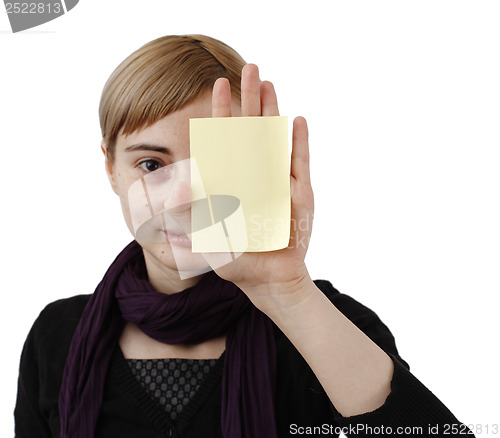 Image of Woman and post it