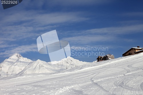 Image of Ski slope and hotels in winter mountains