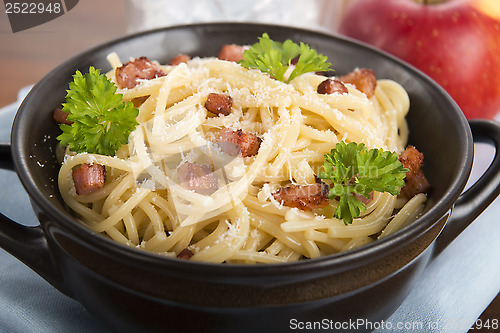 Image of Pasta Carbonara with bacon and cheese