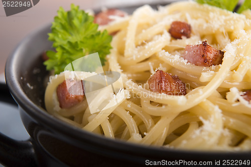 Image of Pasta Carbonara with bacon and cheese