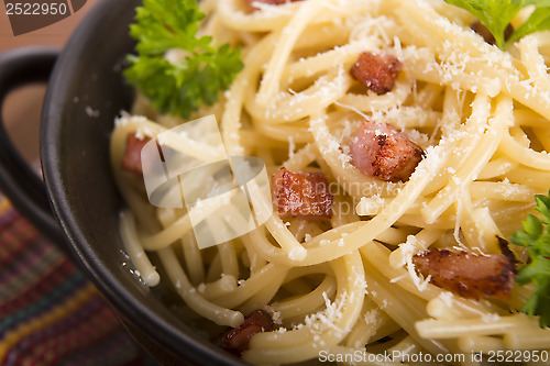 Image of Pasta Carbonara with bacon and cheese