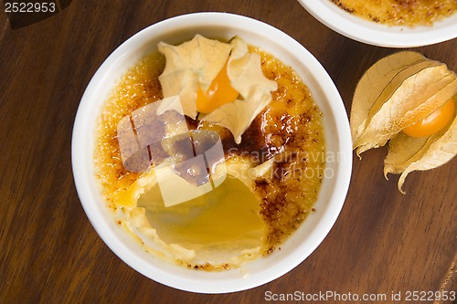 Image of French dessert - cream brulee, burnt cream 