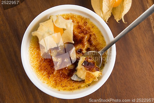 Image of French dessert - cream brulee, burnt cream 