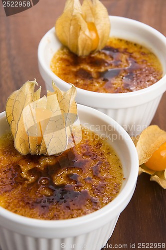 Image of French dessert - cream brulee, burnt cream 