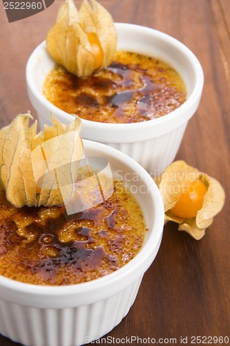 Image of French dessert - cream brulee, burnt cream 