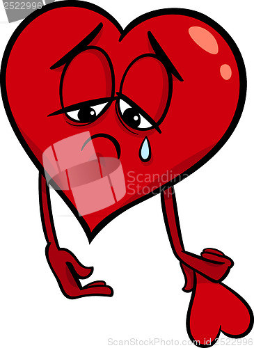 Image of sad broken heart cartoon illustration